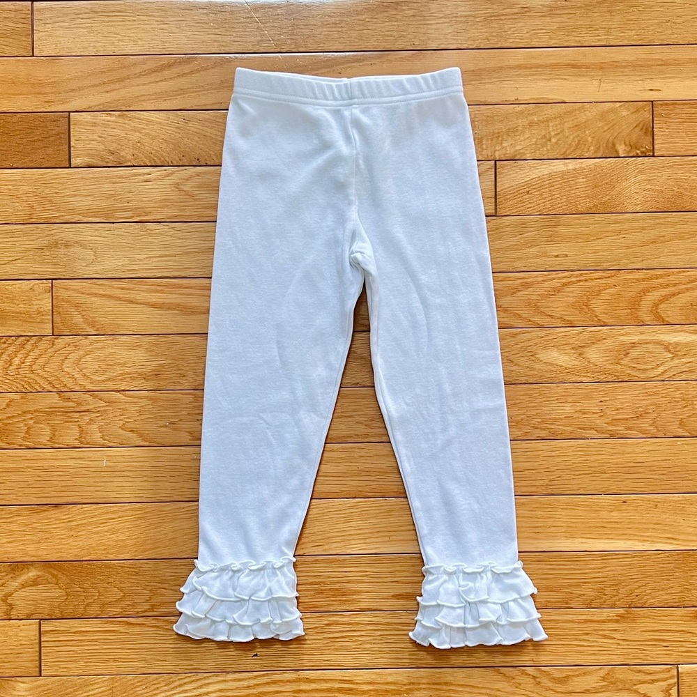 💕Sz 4 Eleanor Rose adorable white ruffle leggings!